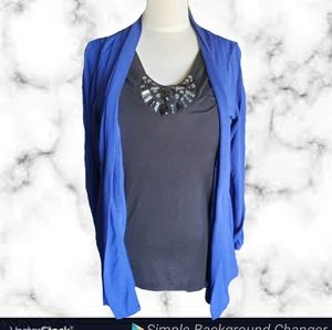 Blue and black maternity blouse
